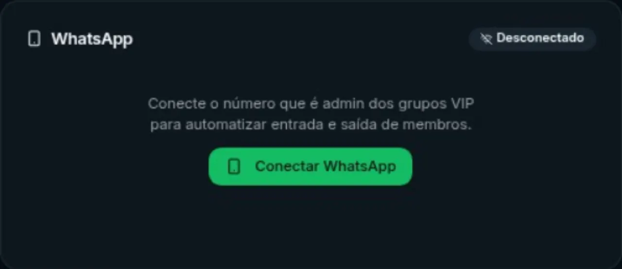 Tela de grupos WhatsApp desconectado