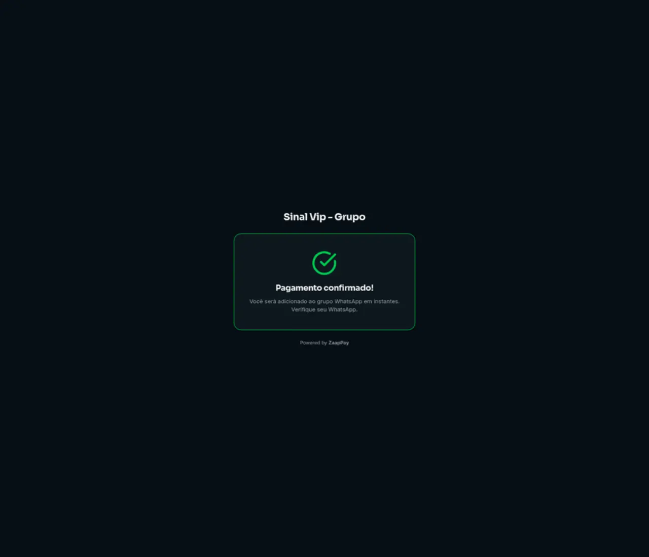 Tela de pagamento confirmado
