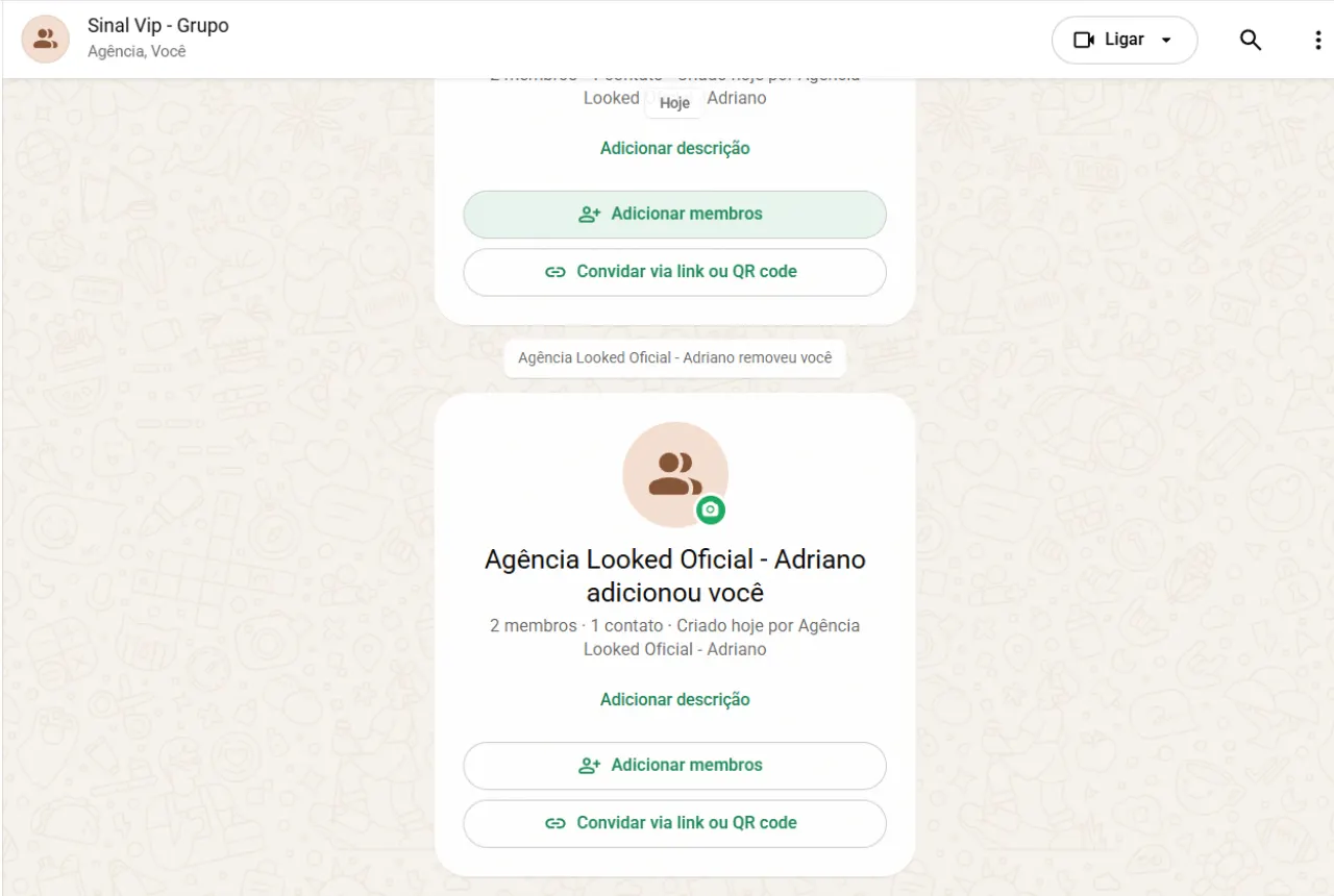 Número adicionado automaticamente ao grupo WhatsApp